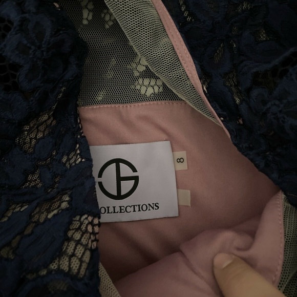 NWT JS Collections [ 8 ] Embroidered Lace Blouson Dress in‎ Navy Rose - Picture 5 of 12